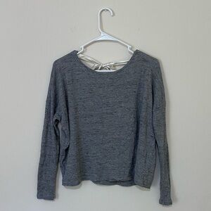 Aerie Gray Open Back Ribbon Tie Long Sleeve Top Size XS
